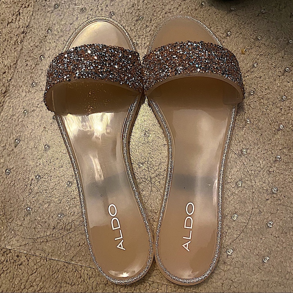 Aldo Sparkly Rose Gold Jelly Flats NWT
